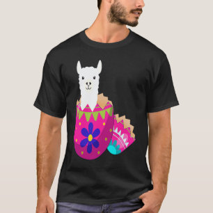 Baby Lama schlüpft aus Osterei Ostersonntag T-Shirt