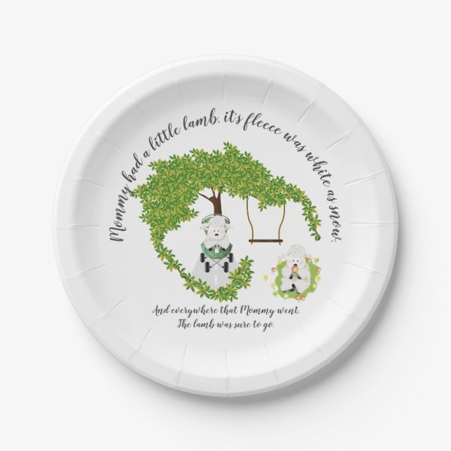 Baby Lamb Kinderzimmer Rhyme Pappteller (Vorderseite)