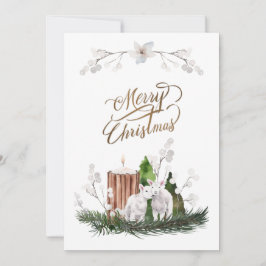 Baby Lamb Pine Candle Christmas Feiertagskarte