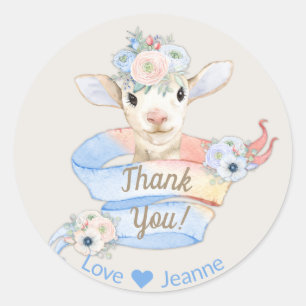 Baby Lamb Pink Blue Country Farm Pastete Runder Aufkleber