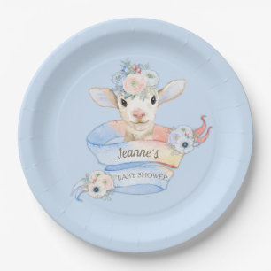 Baby Lamb Pink Blue Farm Country Pastel Pappteller