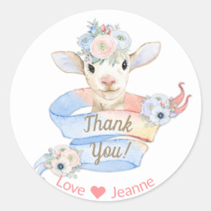 Baby Lamb Pink Blue Kinderzimmer Farm Runder Aufkleber