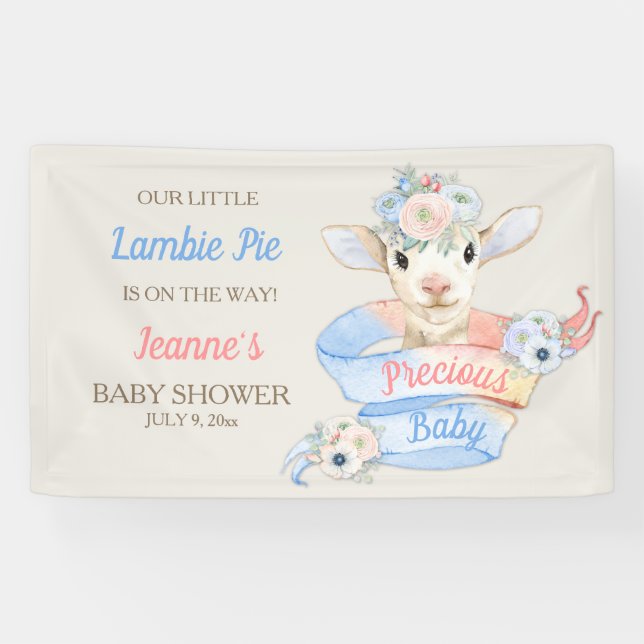 Baby Lamb rosa blaues Geschlecht neutrale Anzeige Banner (Horizontal)