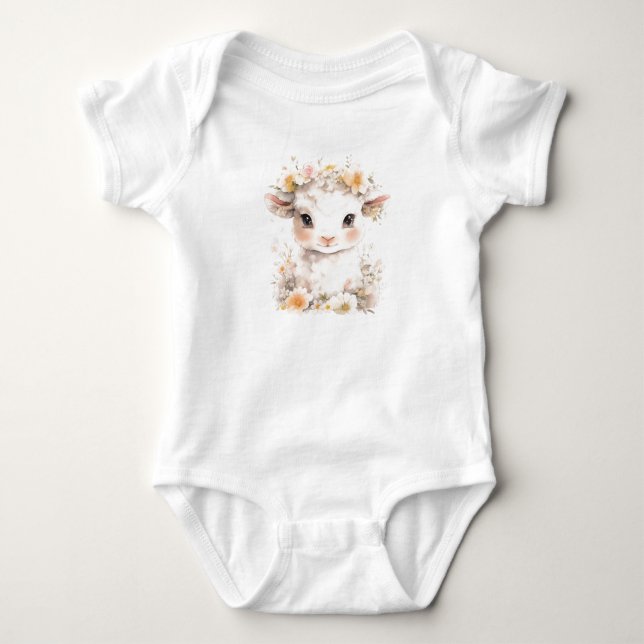 Baby Lamb Schafe mit Blume Strampler (Vorderseite)