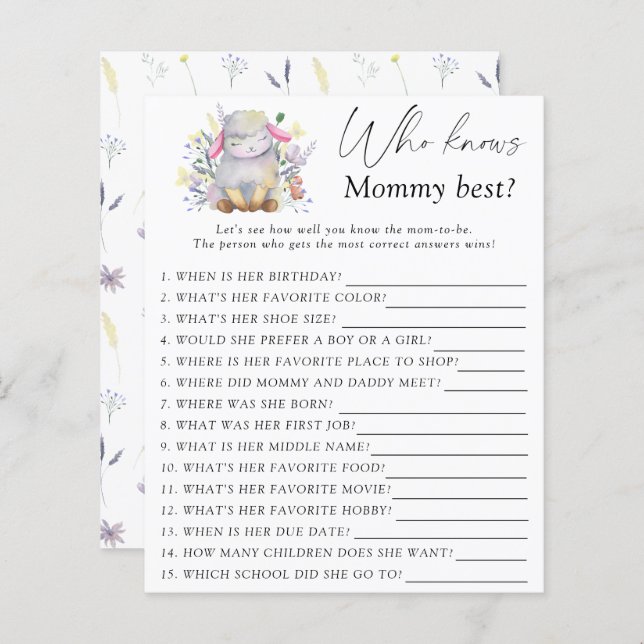 Baby Lamb - Wer kennt das beste Spiel der Mama? (Vorne/Hinten)