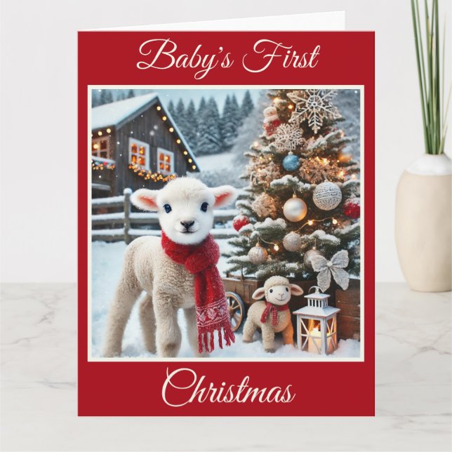 Baby Lamb's First Christmas auf dem Bauernhof Karte (Vorderseite)