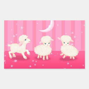 Baby Lambs Rechteckiger Aufkleber