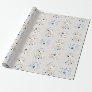 Baby Lamm Pink Blau Geschlechtsneutral Reveal Geschenkpapier