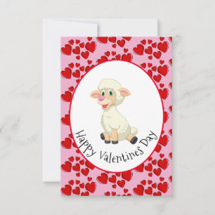 Baby Lamm und Herzen Valentinskarte für Kinder RSVP Karte