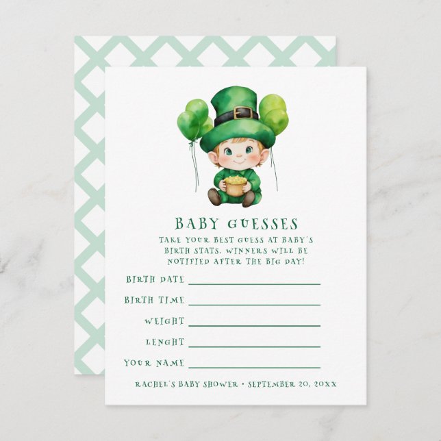 Baby Leprechaun Babydusche Einladung (Vorne/Hinten)
