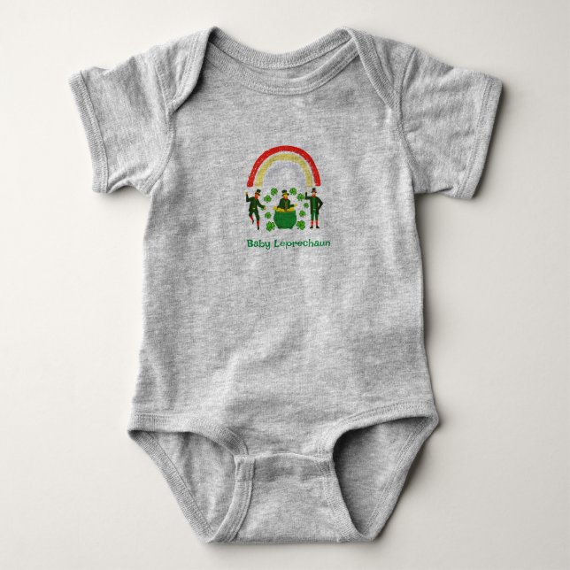 Baby Leprechaun Kleeblatt Rainbow Strampler (Vorderseite)