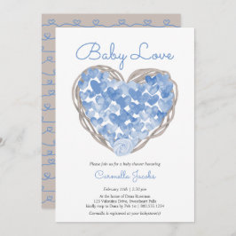 Baby Liebe Blue Hearts Rustic Baby Shower Einladung