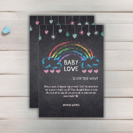 Baby Liebe Chalkboard Herz & Rainbow Baby Dusche Begleitkarte