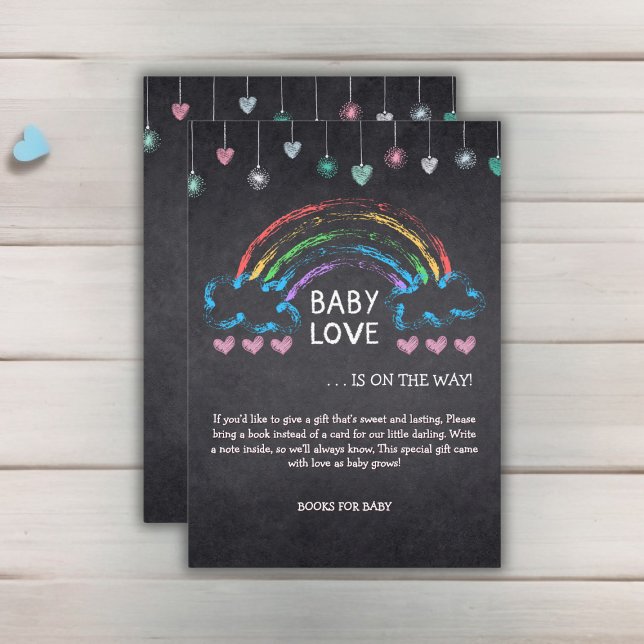 Baby Liebe Chalkboard Herz & Rainbow Baby Dusche Begleitkarte (Von Creator hochgeladen)