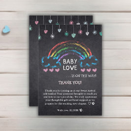 Baby Liebe Chalkboard Herz & Rainbow Baby Dusche Dankeskarte
