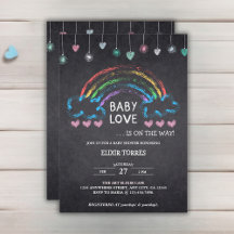 Baby Liebe Chalkboard Herz & Rainbow Baby Dusche