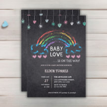 Baby Liebe Chalkboard Herz & Rainbow Baby Dusche