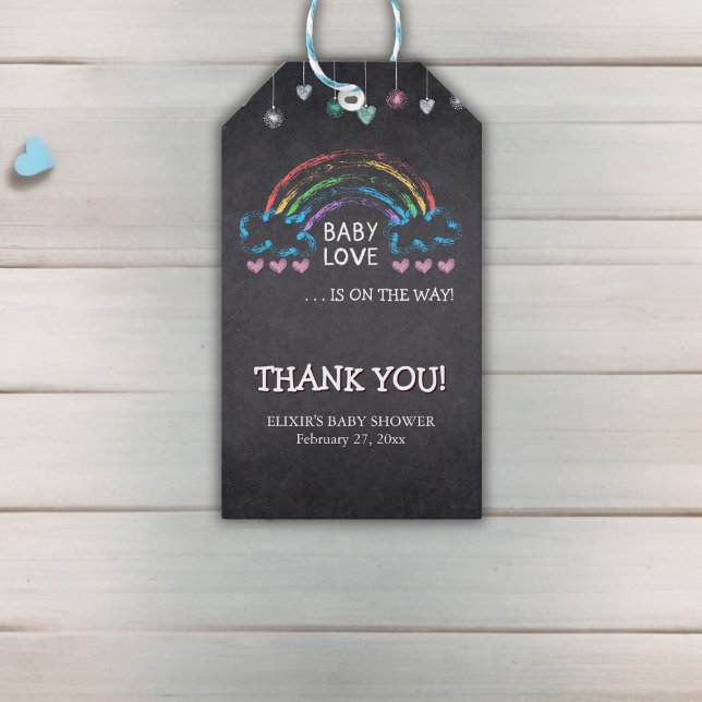 Baby Liebe Chalkboard Herz & Rainbow Baby Dusche Geschenkanhänger (Von Creator hochgeladen)