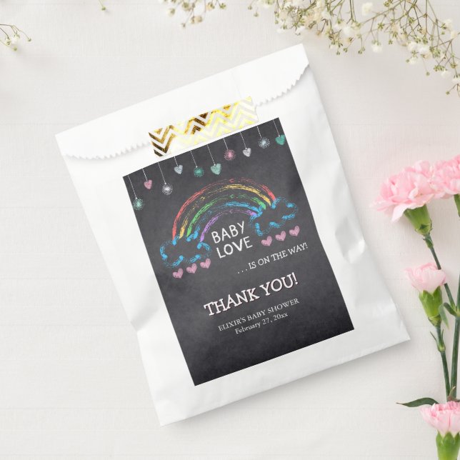 Baby Liebe Chalkboard Herz & Rainbow Baby Dusche Geschenktütchen (Versiegelt)