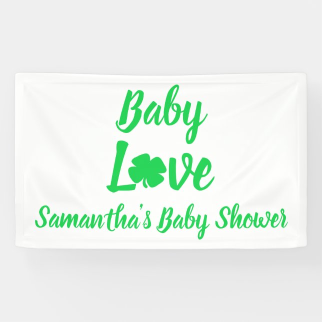 Baby Liebe Kleeblatt Babydusche Banner (Horizontal)