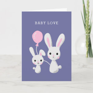Baby-Liebe   Niedlich Bunnies Neugeborene Herzlich Karte