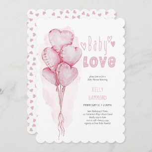 Baby Liebe Pink Heart Balloons Girl Baby Dusche Einladung