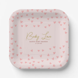 Baby Liebe Pink Hearts Girl Babydusche Pappteller