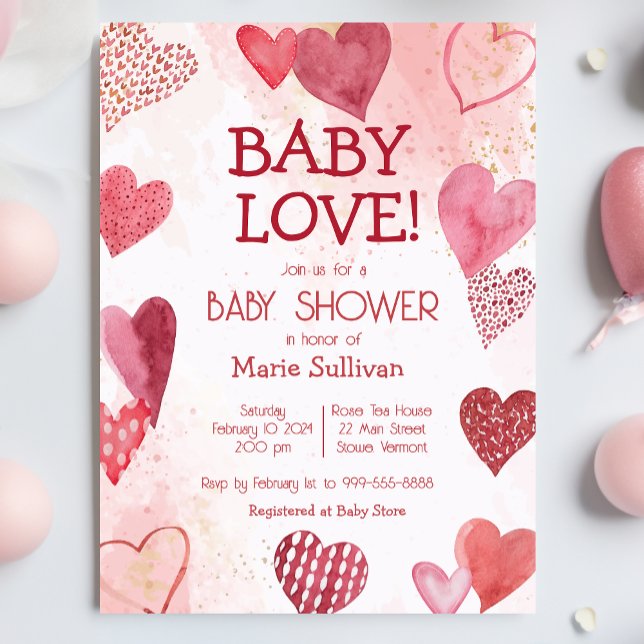 Baby Liebe Valentine Theme Kinderdusche Einladung (Von Creator hochgeladen)