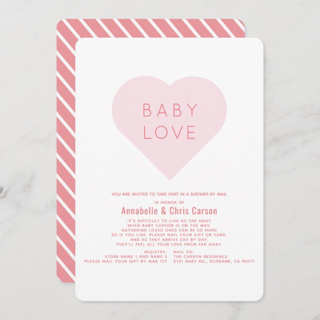 Baby-Liebe | Valentine's Day Baby Shower by Mail Einladung (Vorne/Hinten)