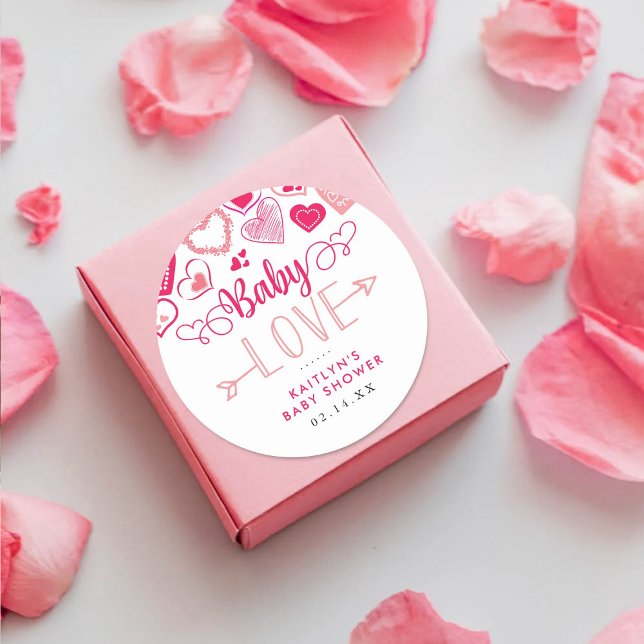 "Baby Liebe" Valentinstag Kinderdusche Runder Aufkleber (Von Creator hochgeladen)