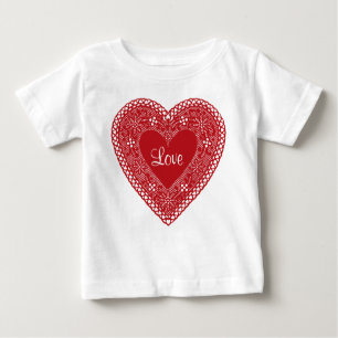 Baby Liebe Vintag Lace Heart Baby T-shirt