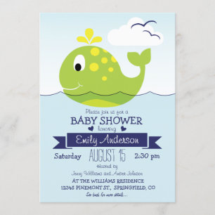 Baby Lime Green Whale; Kinderdusche im Nautischen Einladung