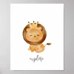 Baby Lion Explain Kinderzimmer Poster