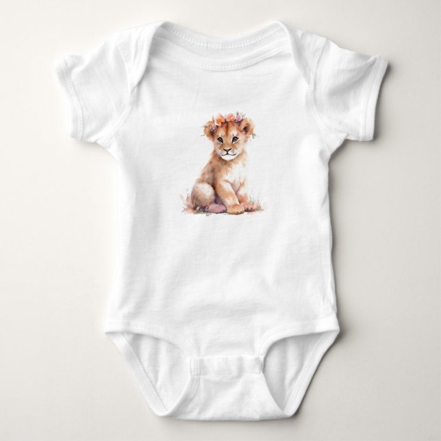 Baby Lion Lioness Cub mit Blume Strampler (Vorderseite)