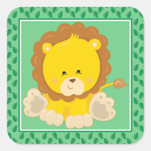 Baby Lion   Safari Animals Party Quadratischer Aufkleber