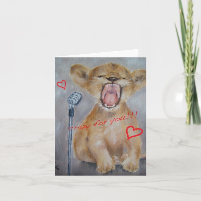Baby Lion Valentine's Day Card Feiertagskarte (Vorderseite)