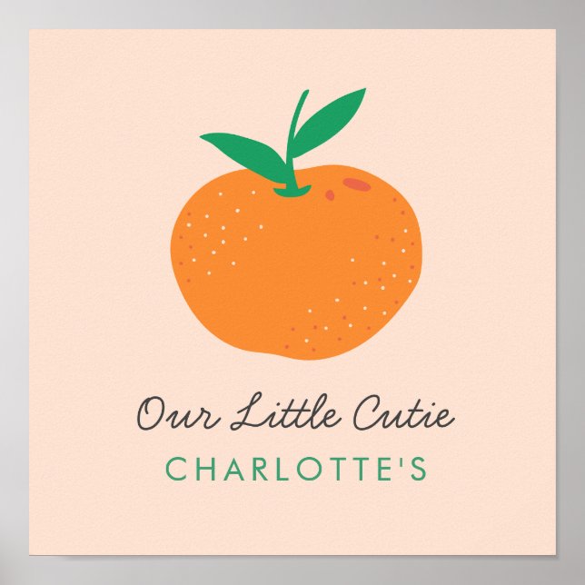 Baby Little Sweetie Niedlich Orange Nursary Poster (Vorne)