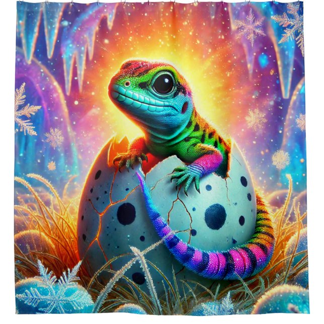 Baby Lizard Hatching Duschvorhang (Vorderseite)
