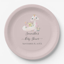 Baby Llama mit weißen und rosa Blume Adorable Pappteller