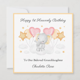 Baby Loss Birthday Orange Jungle Elephant Card