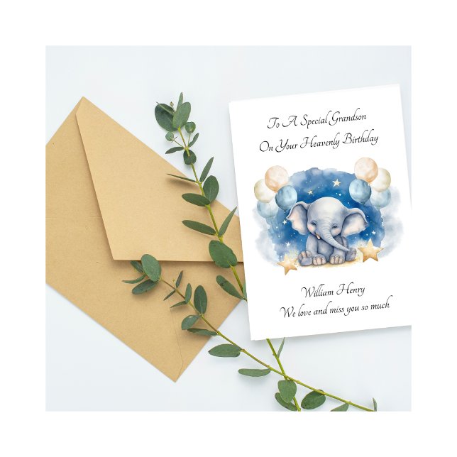 Baby Loss Boy Elephant Birthday Remembrance Card Karte (Von Creator hochgeladen)