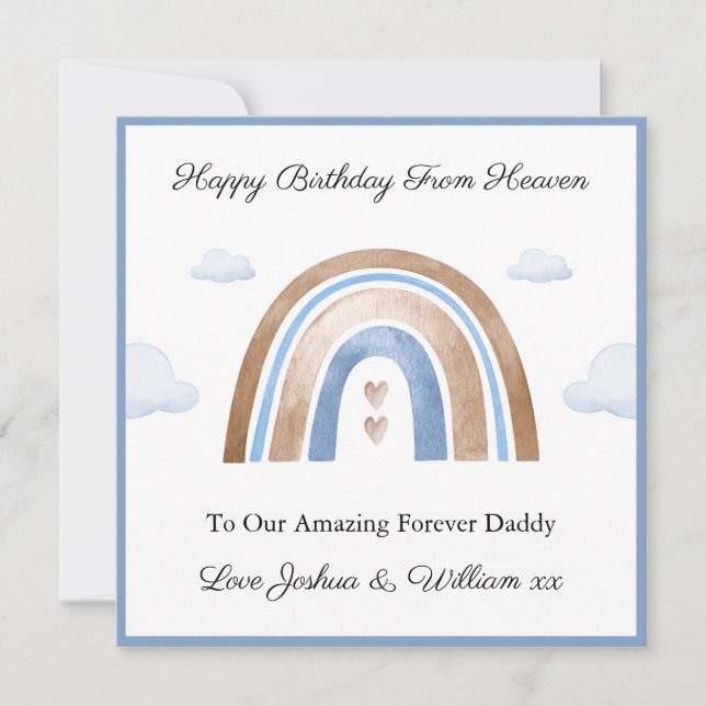 Baby Loss Boy Twins Boho Rainbow Dad Birthday Card (Vorderseite)