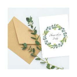 Baby Loss Daddy Birthday Leaf Wreath Card Karte