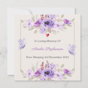 Baby Loss Girl Floral Butterfly Memorial Karte