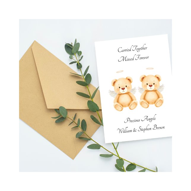 Baby Loss Twins Carried Together Teddy Bear Card (Von Creator hochgeladen)