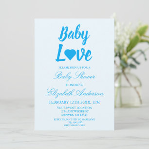 Baby Love Heart Junge Babyparty Einladung