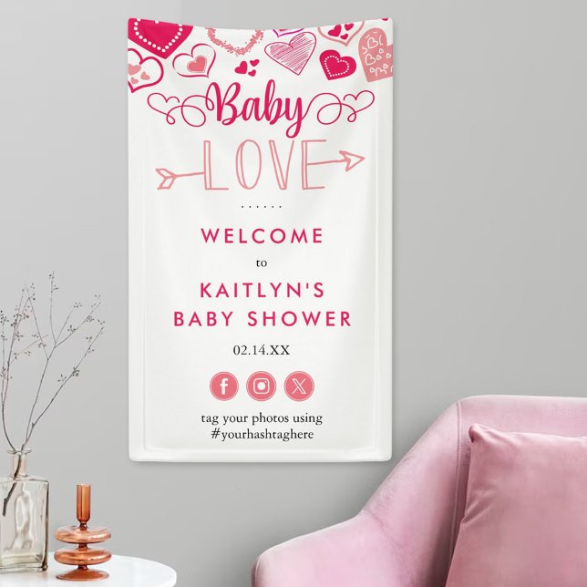 "Baby Love" Valentine's Day Baby Shower Welcome Banner (Von Creator hochgeladen)