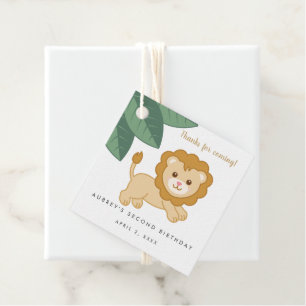 Baby Löwe mit tropischen Blätter danke Geschenkanhänger
