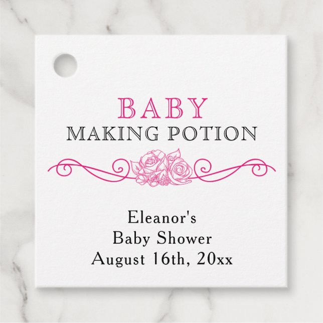 Baby Maaking Träne Moderne rosa Mini Flasche Geschenkanhänger (Vorderseite)