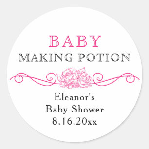 Baby-Mach-Potion Rosa Baby-Party-Favor-Sticker Runder Aufkleber